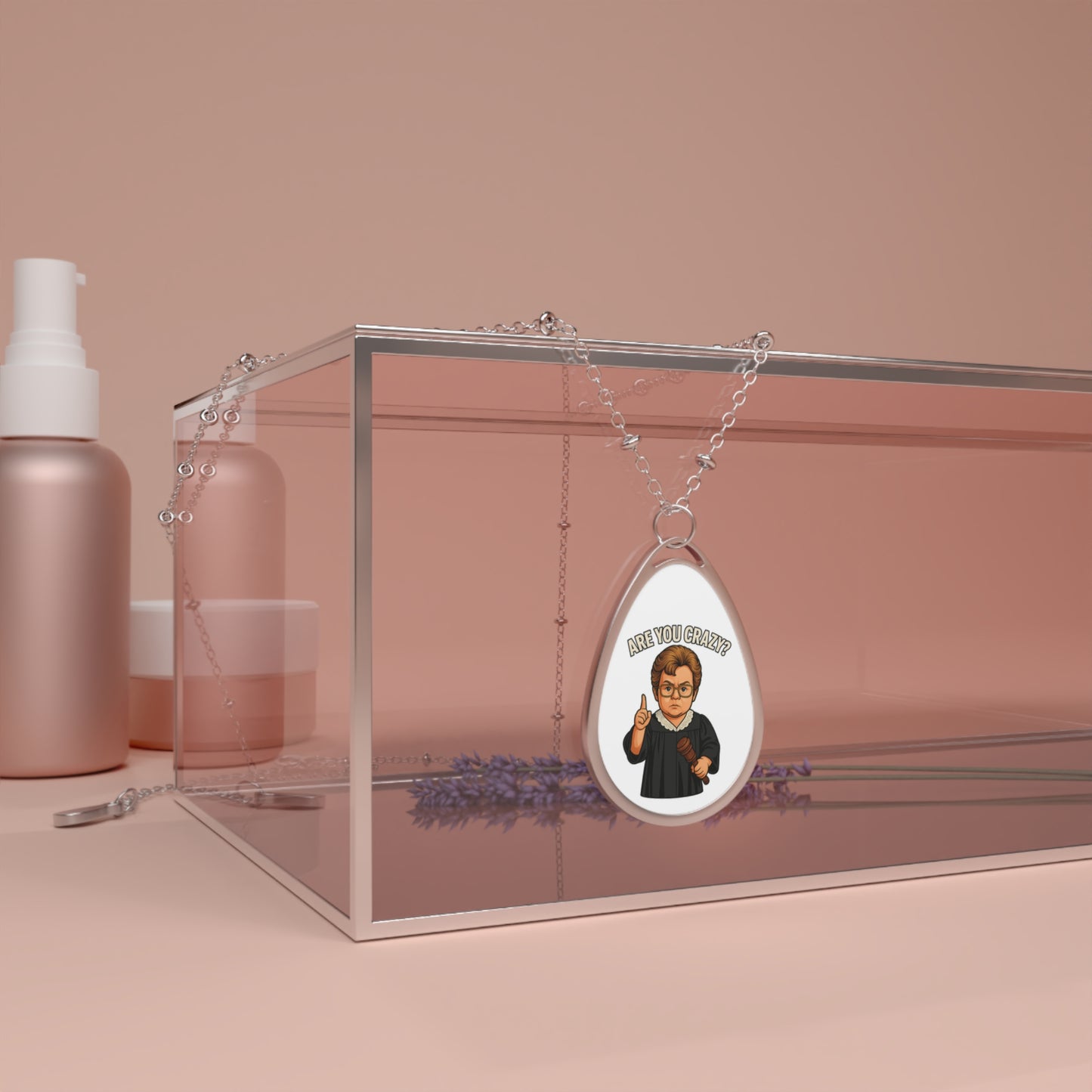 Funny Oval Necklace - Baby Judge Judy 'Are You Crazy?' Pendant for Unique Gifts